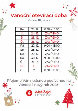 Vánoční otevírací doba optika žejdl veveří